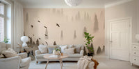 Northern Forest Sepia Wallpaper – Vintage Forest Mural