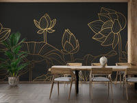 Black Lotus Luxury Wallpaper Mural for elegant rooms
