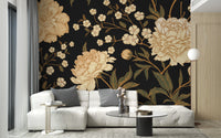 Dark Peony Flowers Wallpaper Murals - Giffywalls