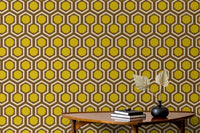 Retro hex dot mural for accent walls

