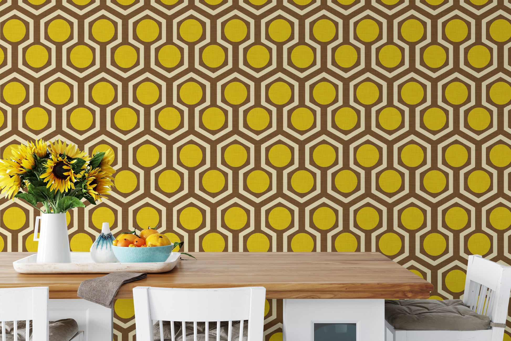 Brown and yellow wallpaper with retro feel
