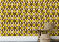 Classic 70s hexagon dot wallpaper style
