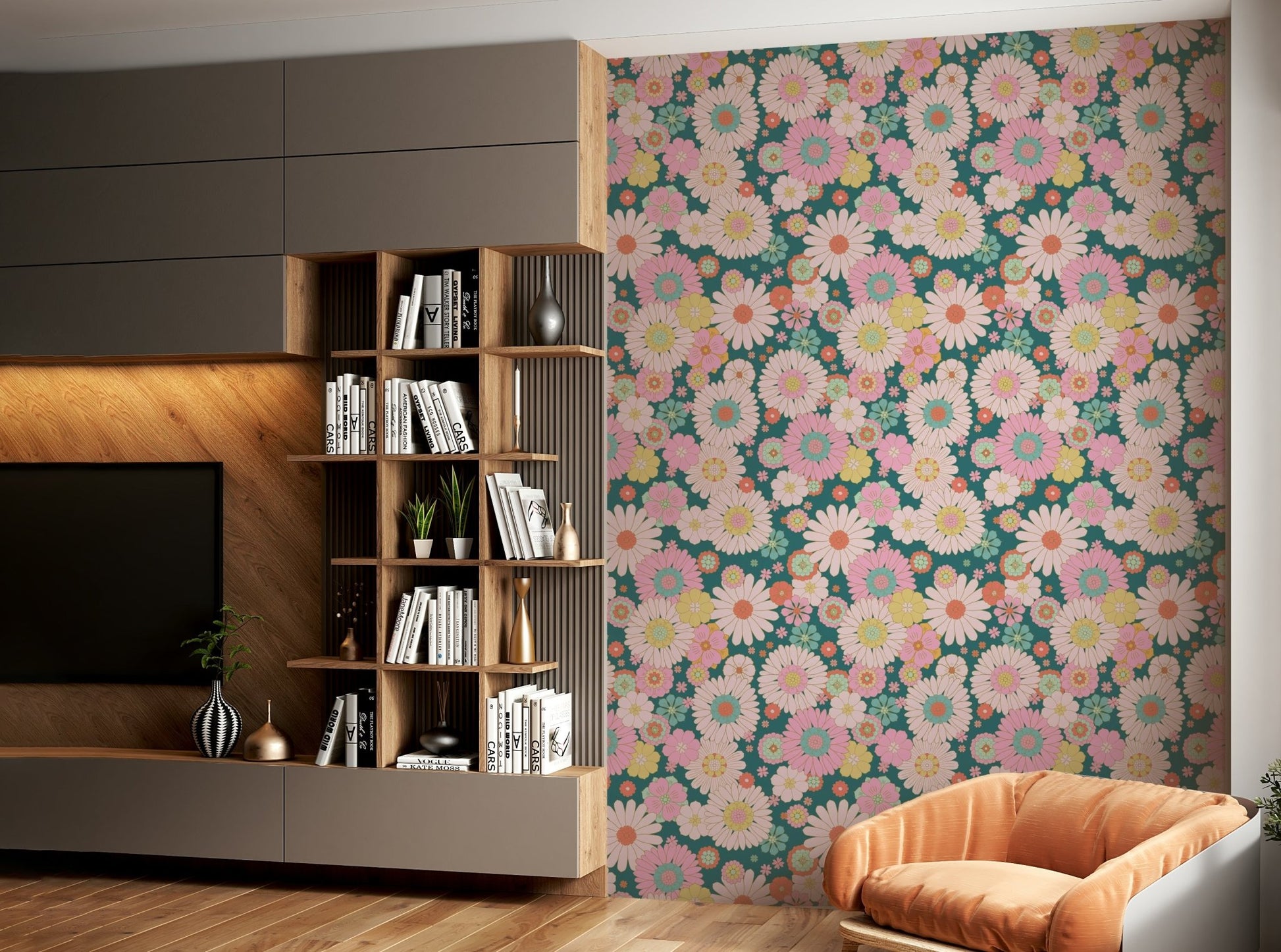 Colors are bright, often including oranges, yellows, greens, and pinks.
