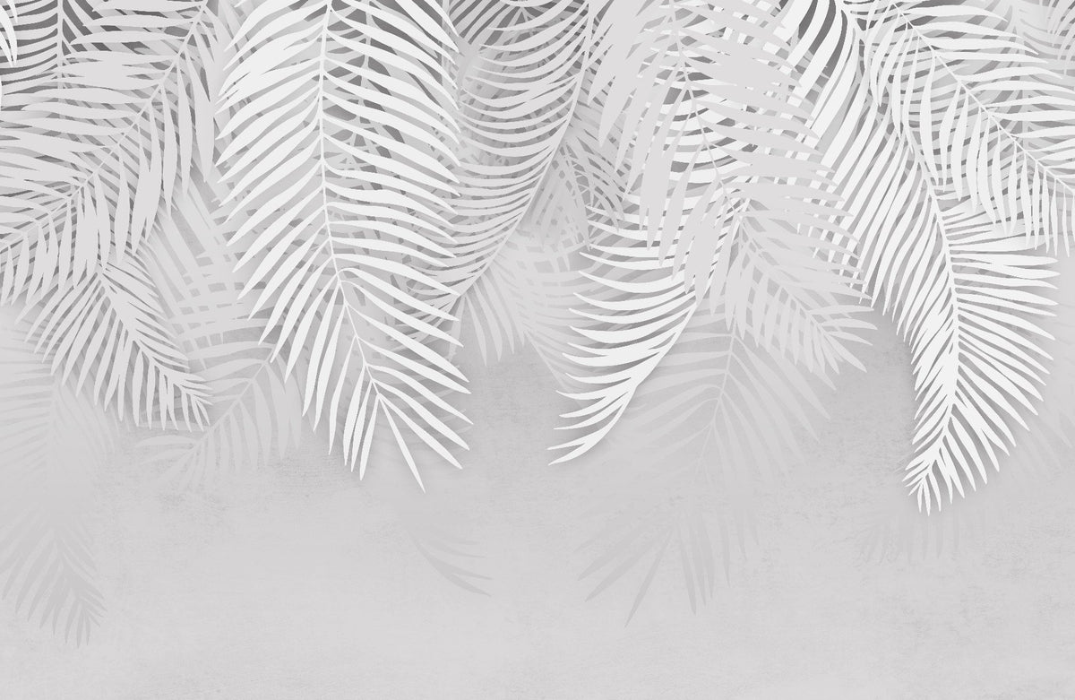 White Palm Leaves Concrete Texture Mural in your room