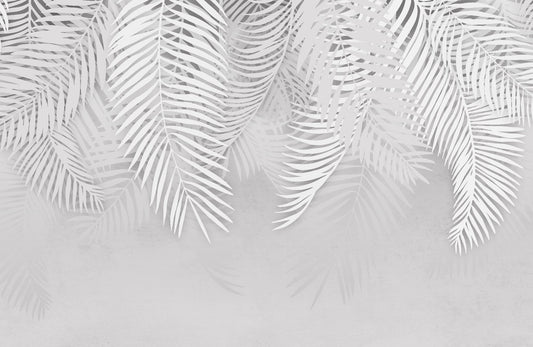 White Palm Leaves Concrete Texture Mural