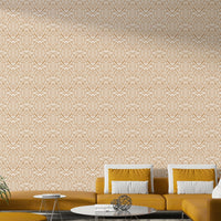 Peel and stick wallpaper featuring soft terracotta leaves

