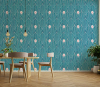Teal and gold geometric wallpaper for modern glam spaces

