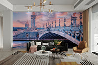 Sunset skyline behind Pont Alexandre III

