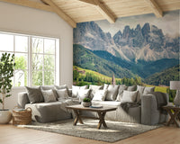 Scenic Dolomites wall décor in soft, dreamy tones

