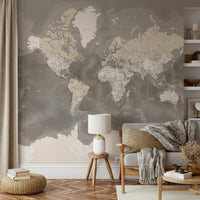 Decorative global map in earthy brown tones


