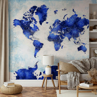 Elegant navy world map wallpaper for modern spaces

