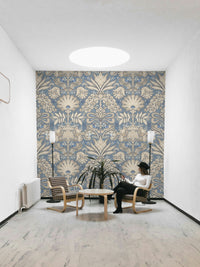 Classic damask pattern with botanical details

