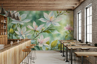 Whimsical White Blooms wallpaper with soft white florals

