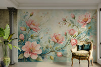 Chic floral wallpaper with flowing blush bloom patterns

