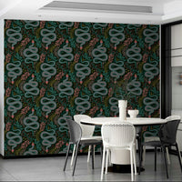 Reptilian-inspired wall mural with snake skin pattern

