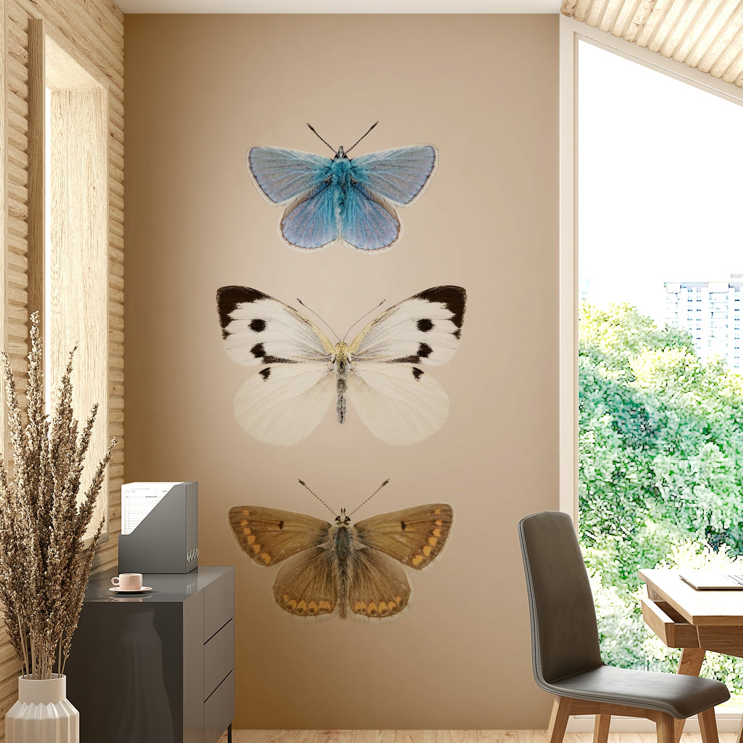 Nature-inspired wallpaper mural with English butterflies

