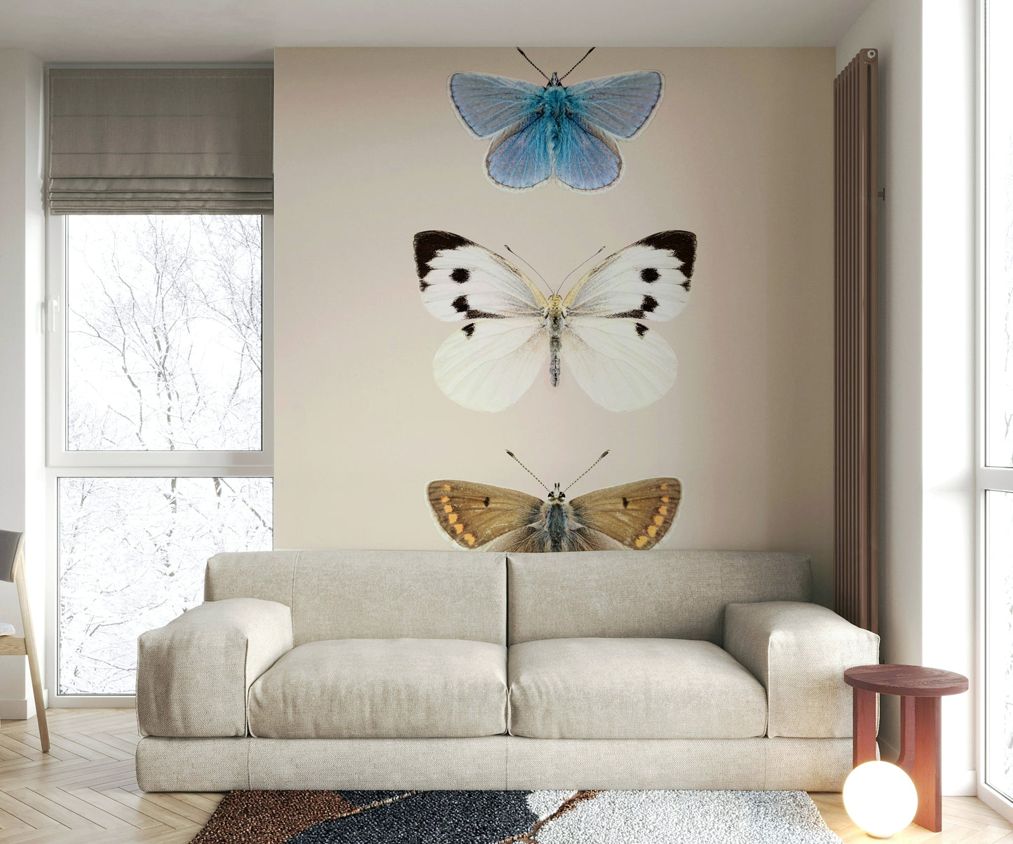 British countryside butterfly mural for serene interiors

