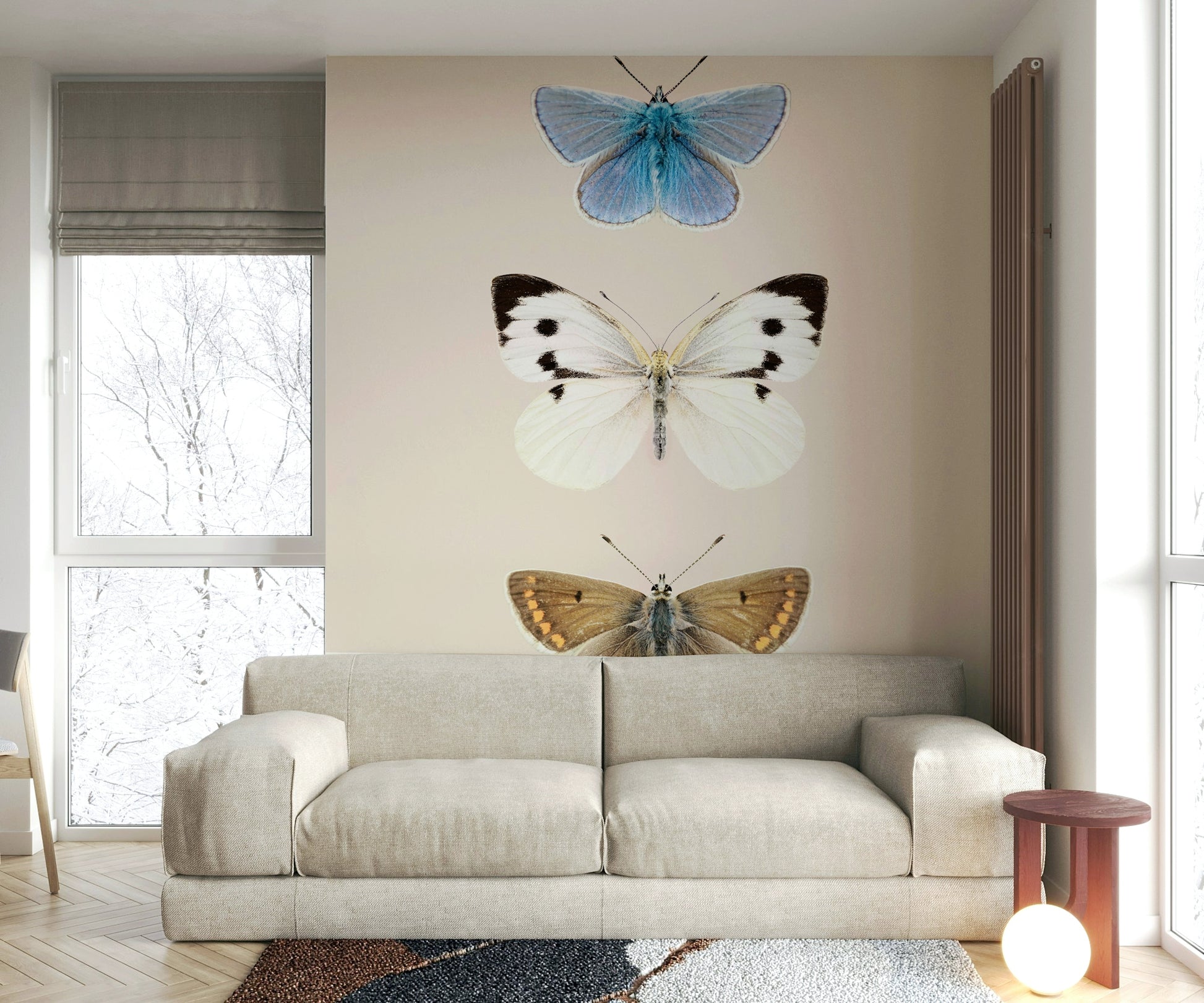 British countryside butterfly mural for serene interiors


