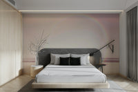 Summer beach hut wallpaper in playful coastal colors

