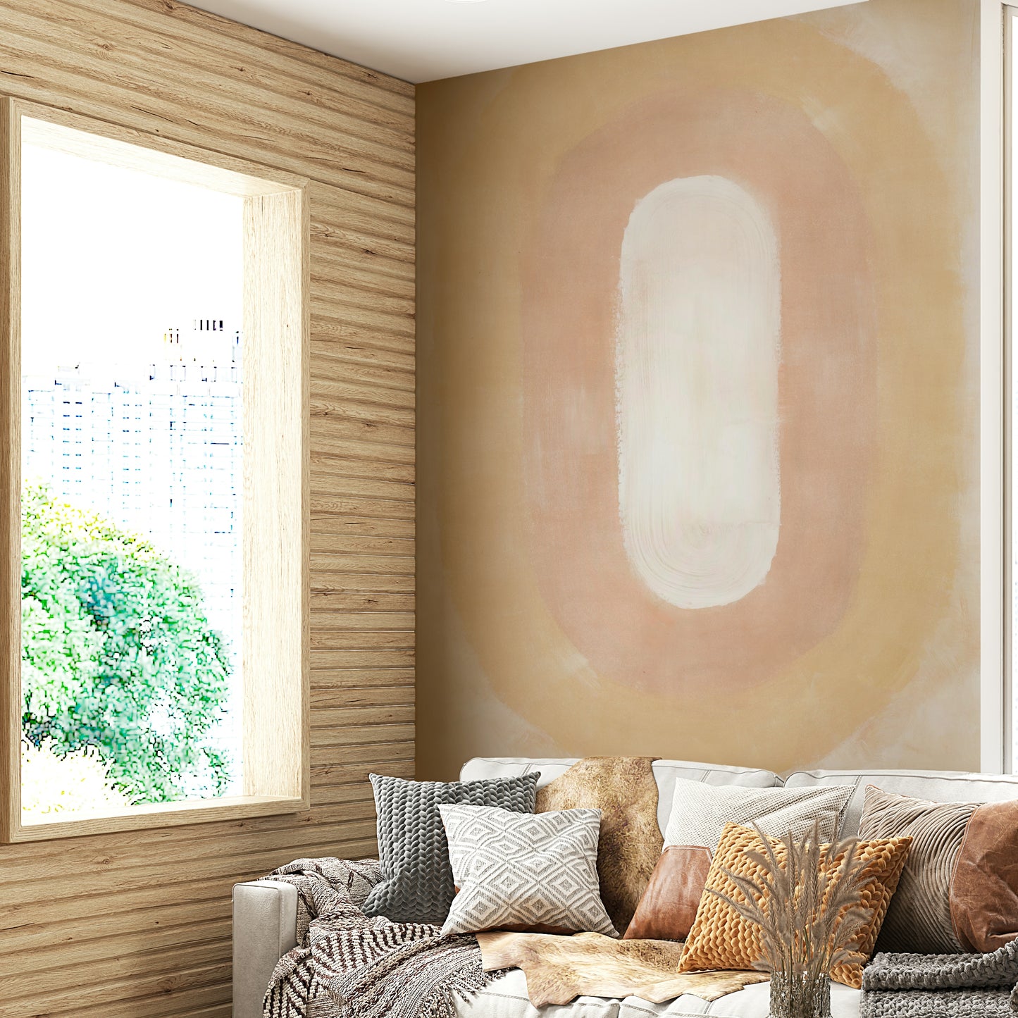 Abstract sandy desert wallpaper with soft brushstrokes

