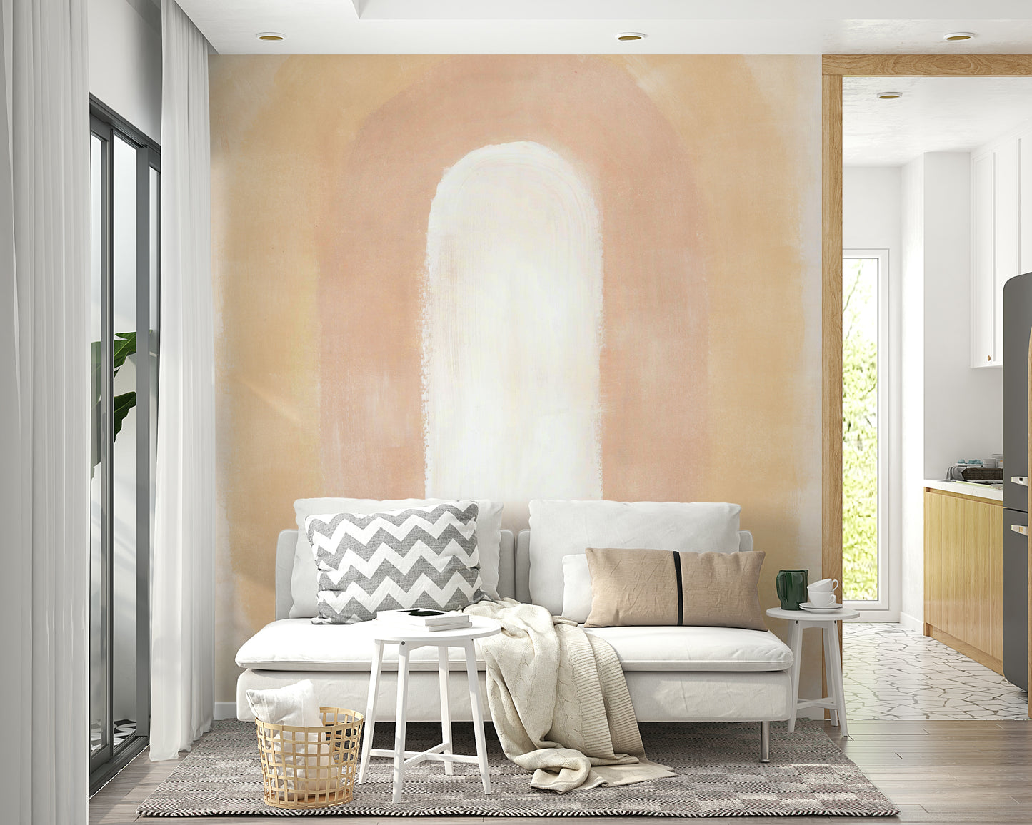 Gentle sunrise hues in desert haze wallpaper

