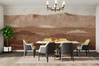Hand-painted peaks mural in gentle earthy tones

