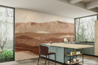 Gentle peaks and valleys painted landscape wallpaper

