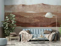 Calming painted mountains mural for wall décor

