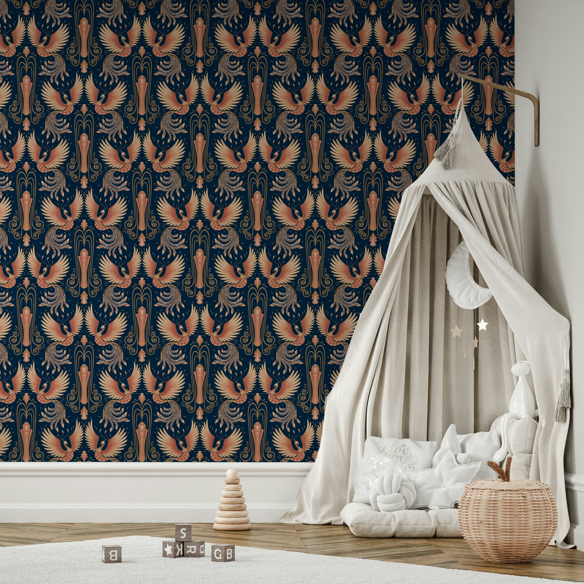 Eternal flight phoenix design on wallpaper

