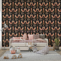 Warm, glowing phoenix mural for dramatic spaces

