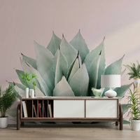 Tropical agave flower mural wallpaper for bright spaces.
