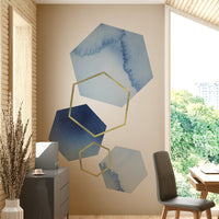 Intricate blue and gold geometric pattern for upscale decor
