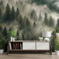 Tall pine trees wall mural print

