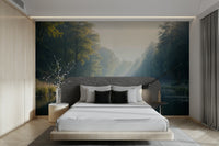 Soft light forest view wall mural


