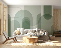 Overlapping green arches wall wallpaper

