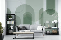 Geometric green shapes wall mural

