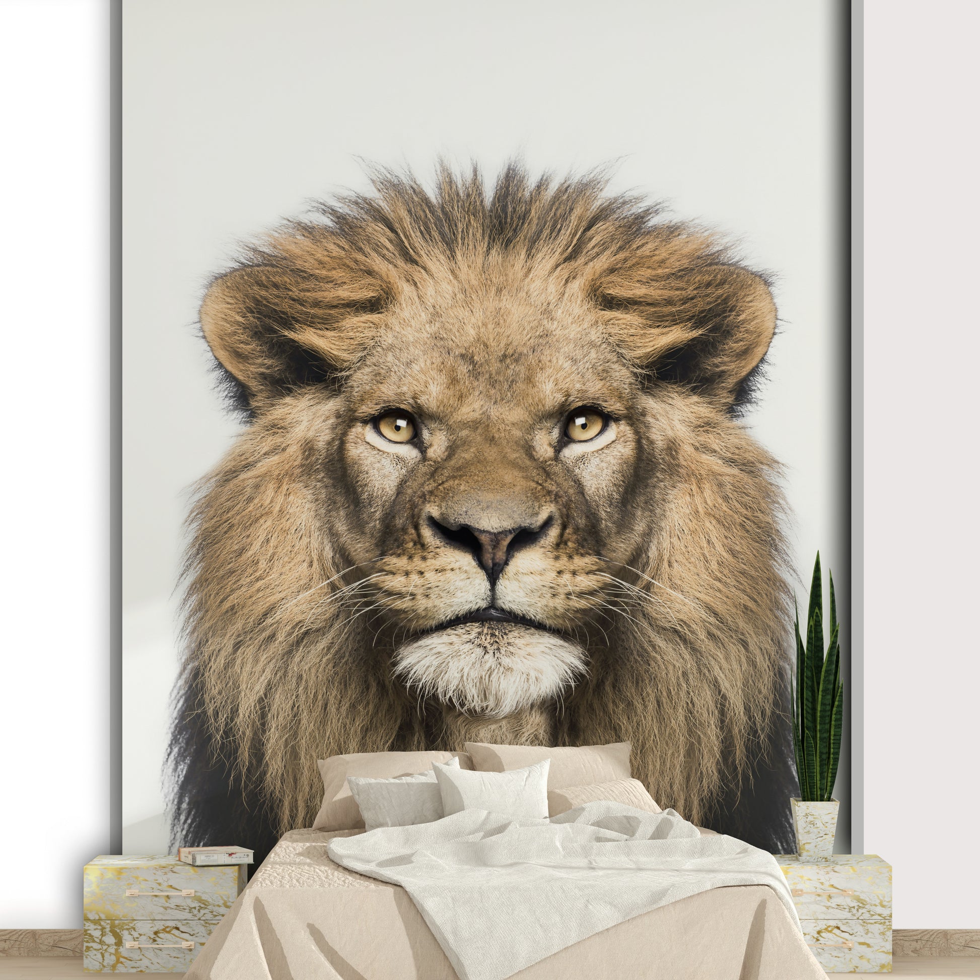 Majestic lion wallpaper for wall decor

