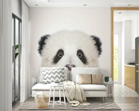 Adorable panda wall mural for playful spaces

