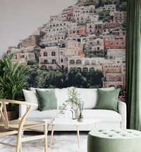 Scenic Positano wallpaper with colorful accents

