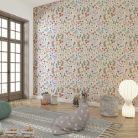 Soft floral forest wallpaper for nursery room

