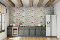 Whimsical pantry items wallpaper mural

