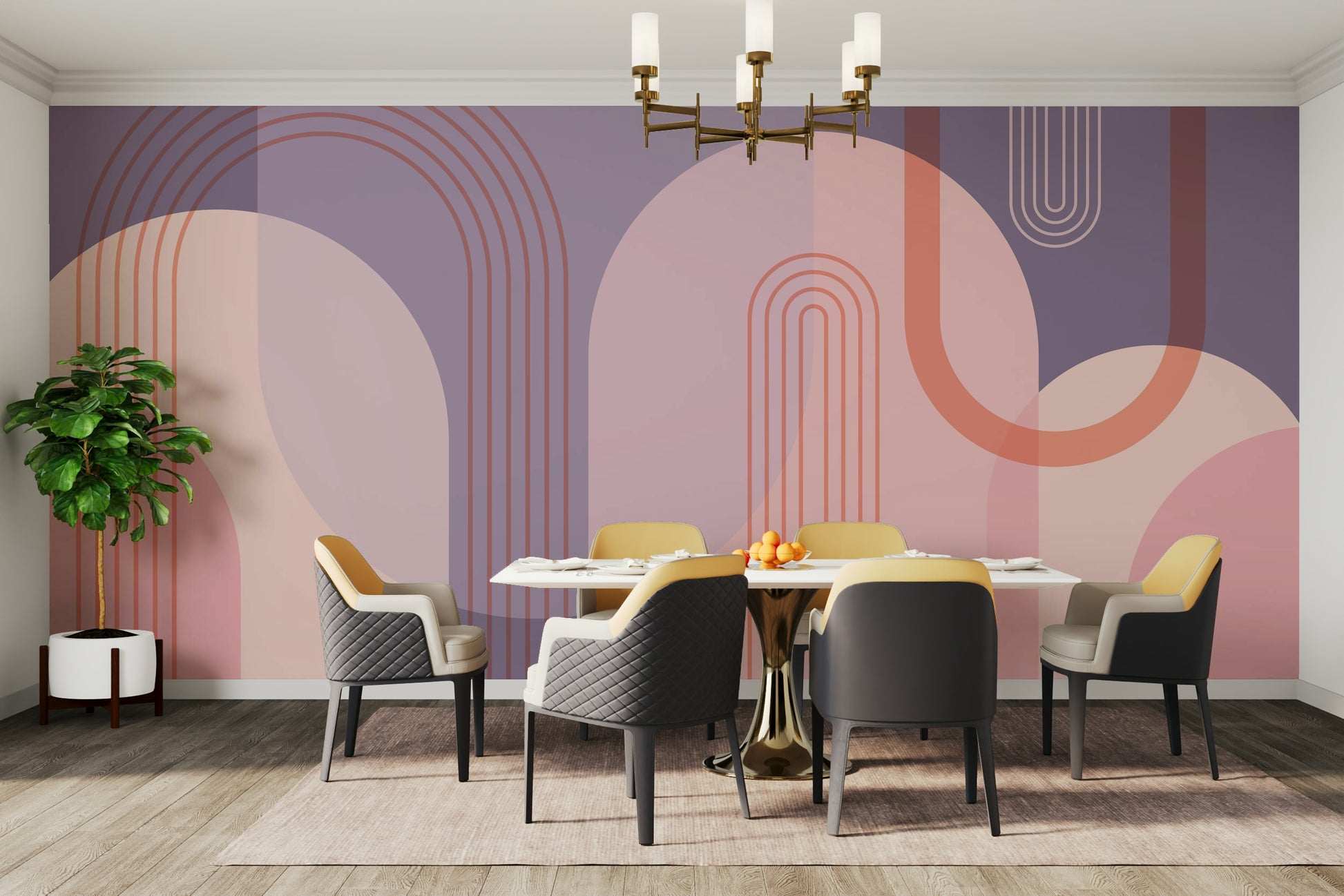Abstract pink arches wallpaper mural

