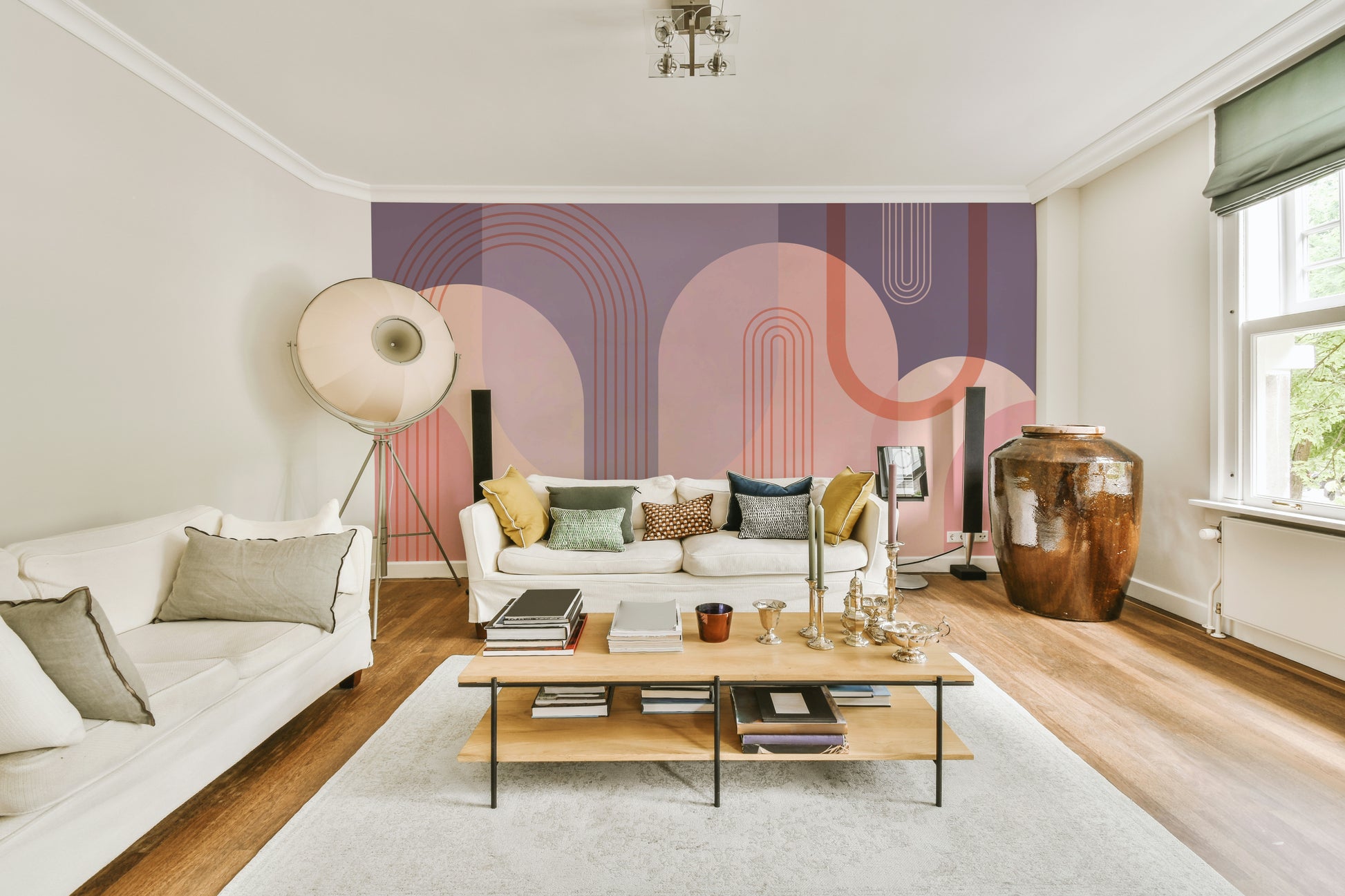 Abstract curved shapes wall wallpaper

