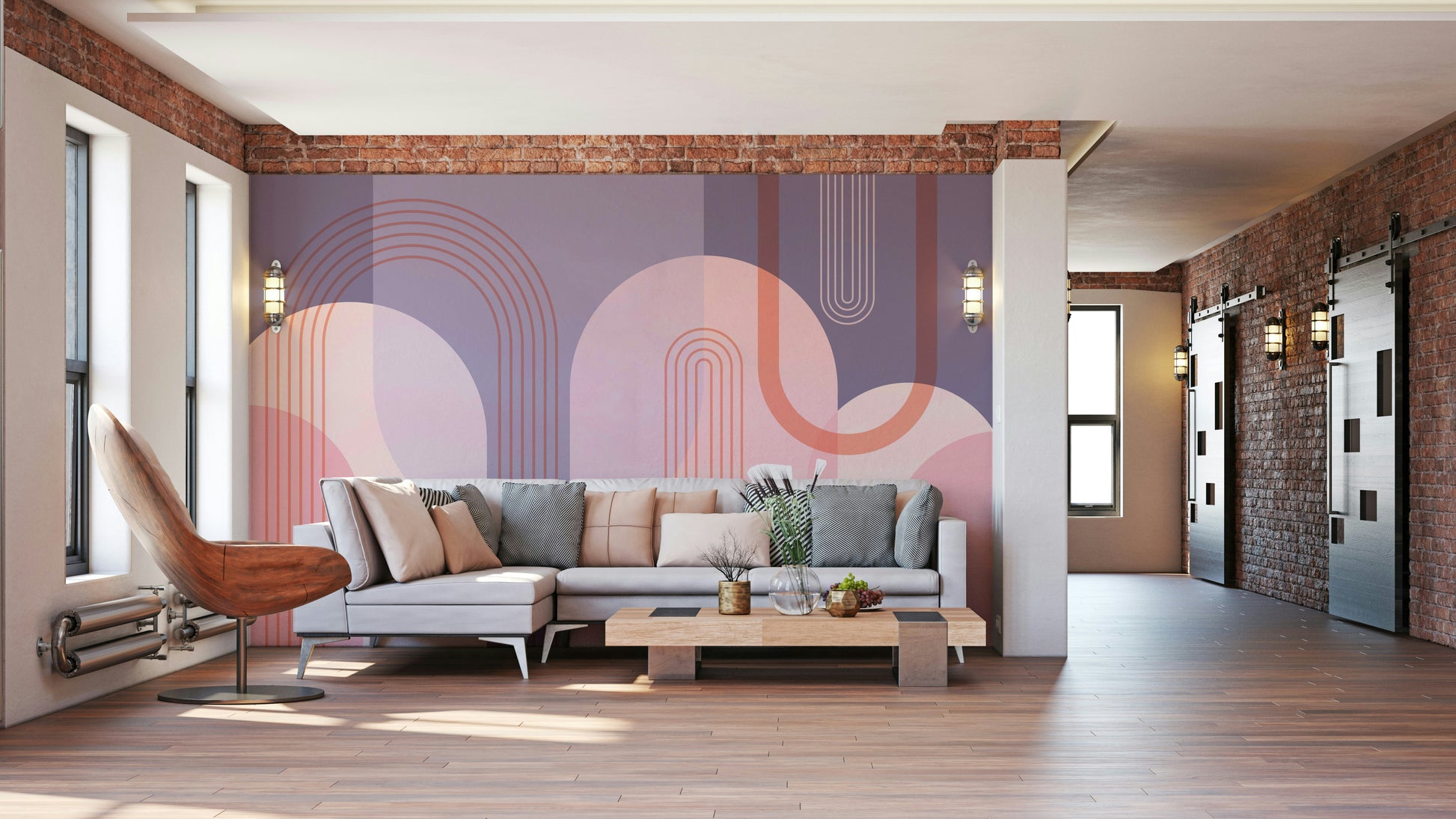 Gradient arches in pink and purple tones

