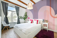 Pink and purple arches wallpaper design

