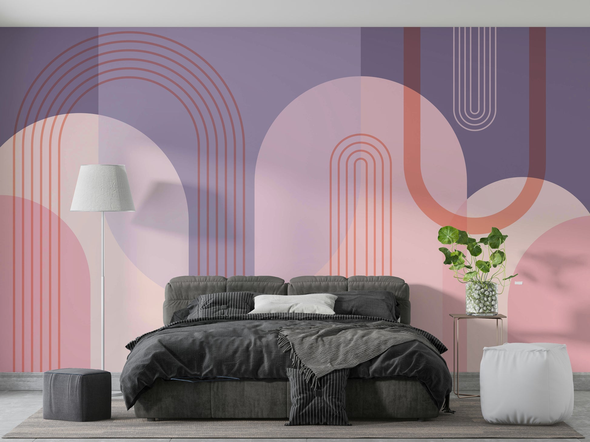 Soft pink arch mural for walls

