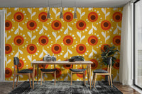 Bright retro flower wallpaper design

