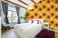 Abstract retro flower wallpaper print

