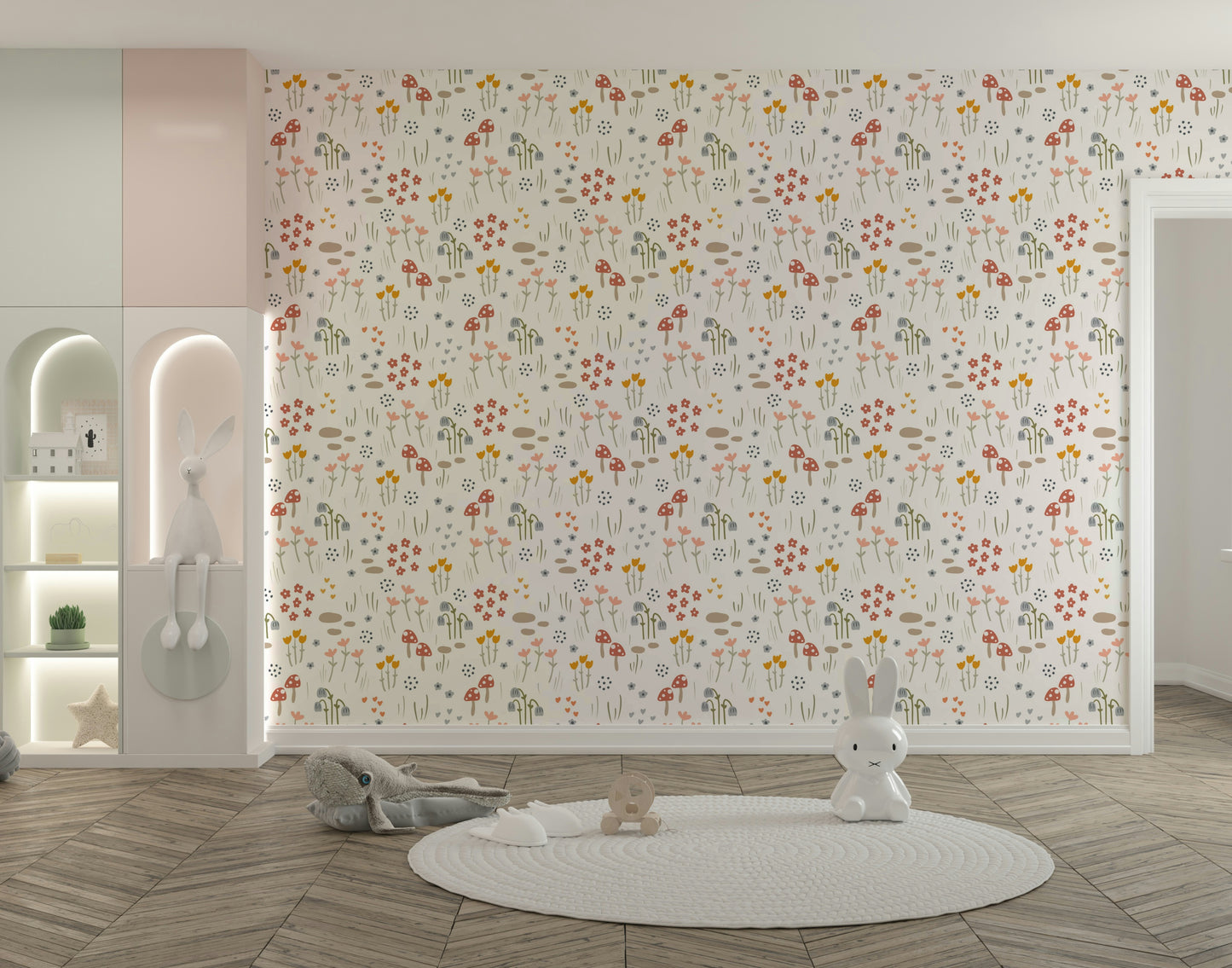 Colorful meadow scene for kids' walls

