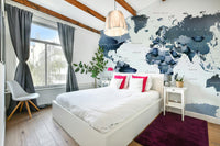 Ocean-inspired world map wallpaper

